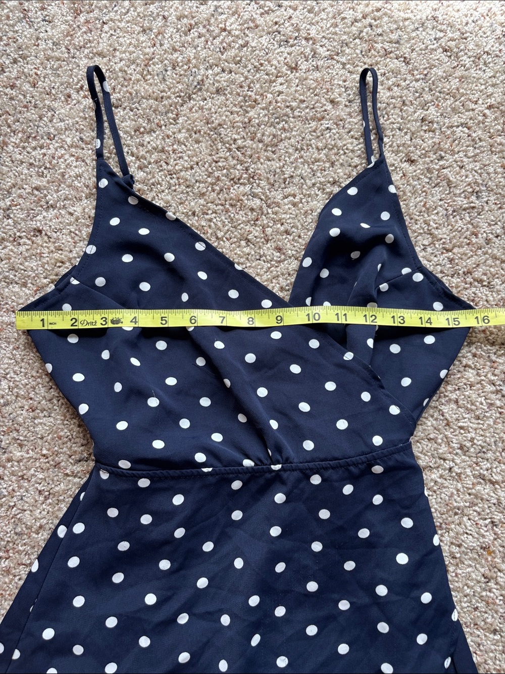 Bardot Navy Polka Dot Wrap Midi Dress V-Neck Size 6 - Picture 6 of 7